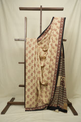 Cream HBP Cotton Saree - SRCCS3402