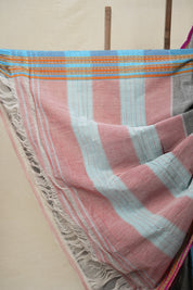 Grey Plain Cotton Patteda Anchu Saree With Gomi Border - SRGPAS302