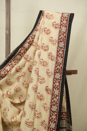 Cream HBP Cotton Saree - SRCCS3402