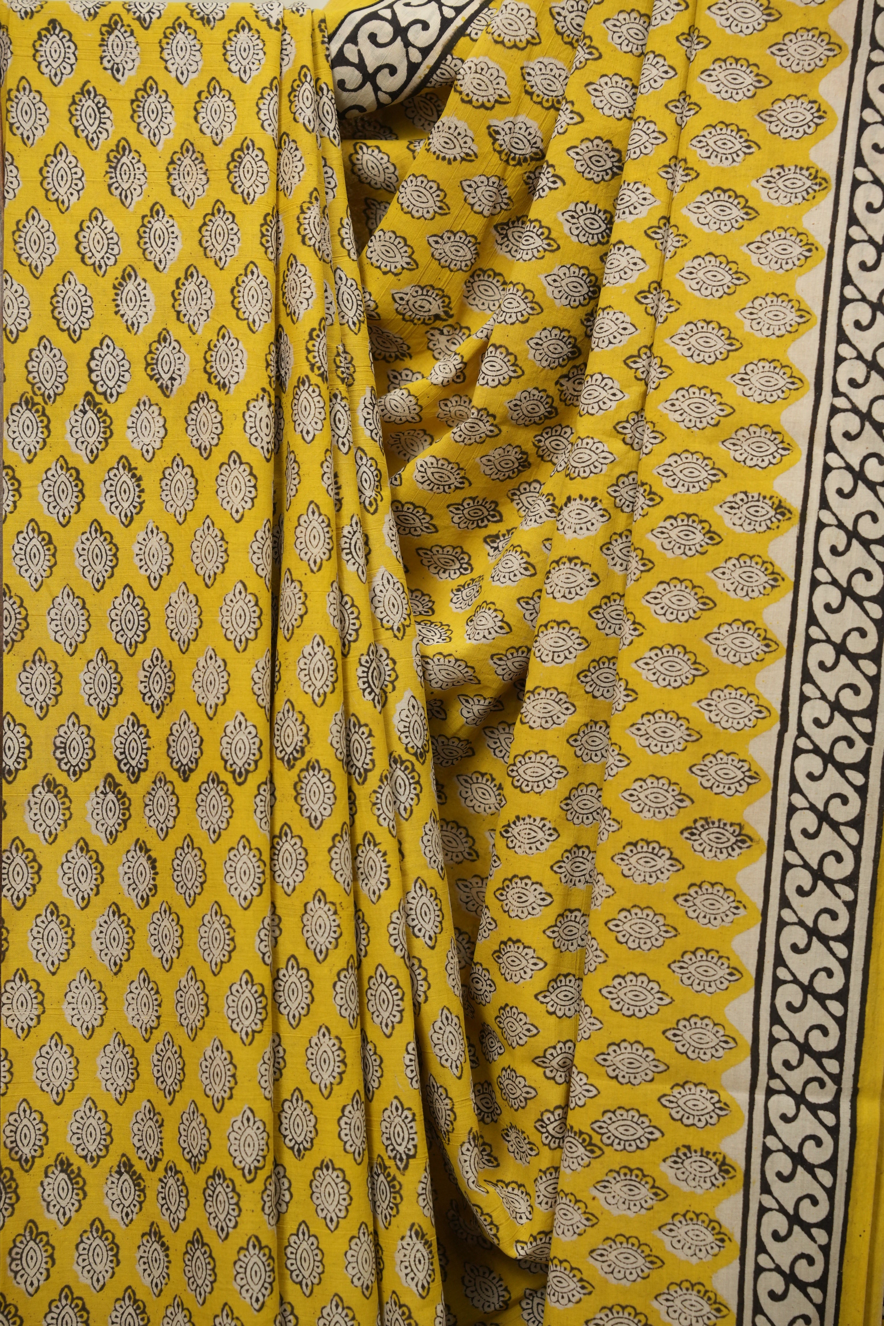 Yellow HBP Cotton Saree - SRYCS3403