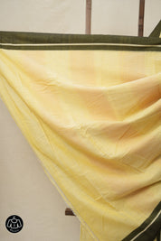 Pastel Yellow Plain Cotton Patteda Anchu Saree - SRPYPAS350