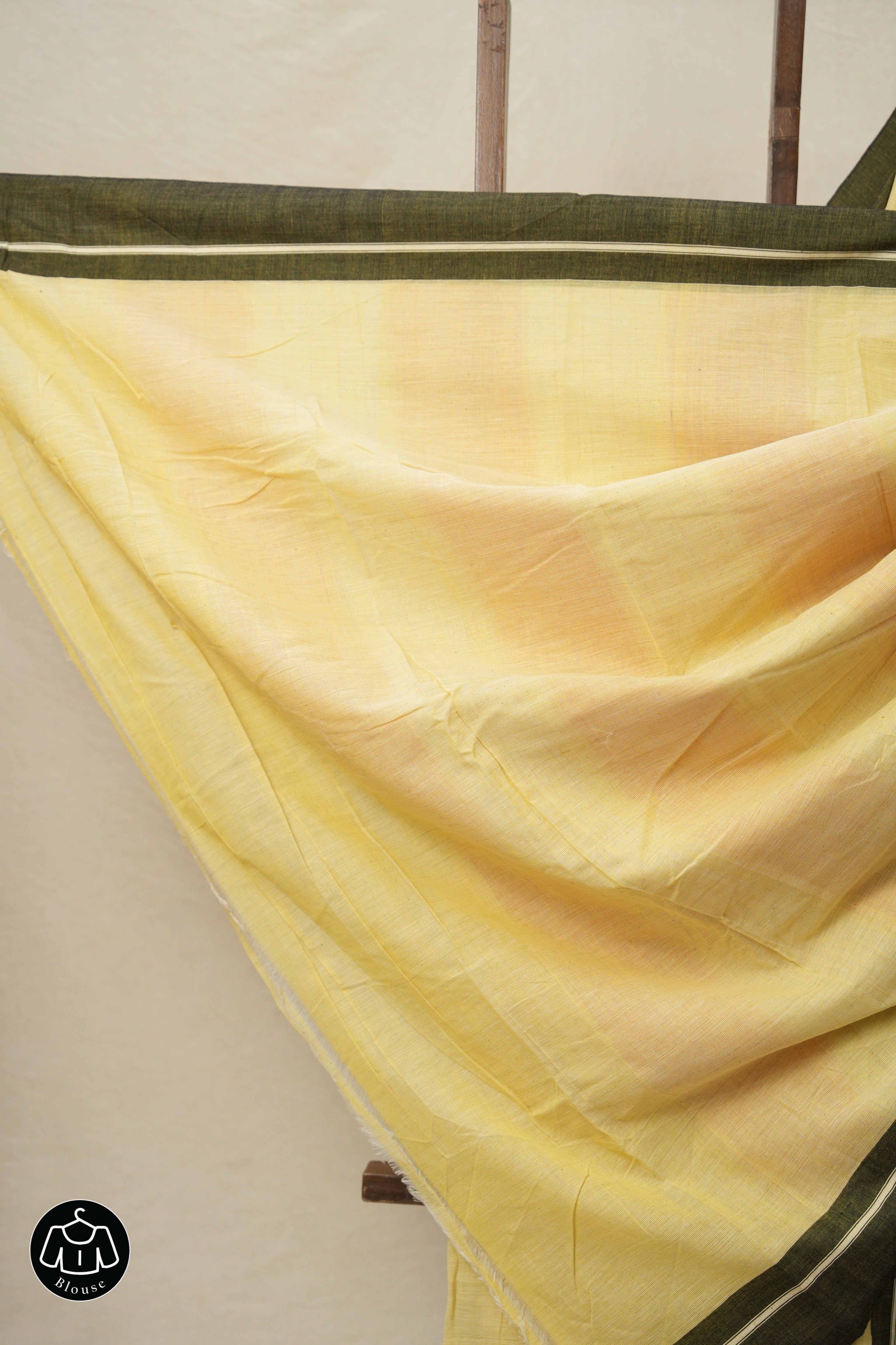 Pastel Yellow Plain Cotton Patteda Anchu Saree - SRPYPAS350