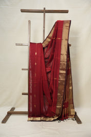 Maroon Maheshwari Saree - SRMMS907