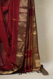 Maroon Maheshwari Saree - SRMMS907
