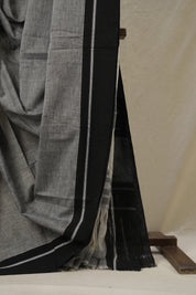 Grey Plain Cotton Patteda Anchu Saree - SRGPAS337