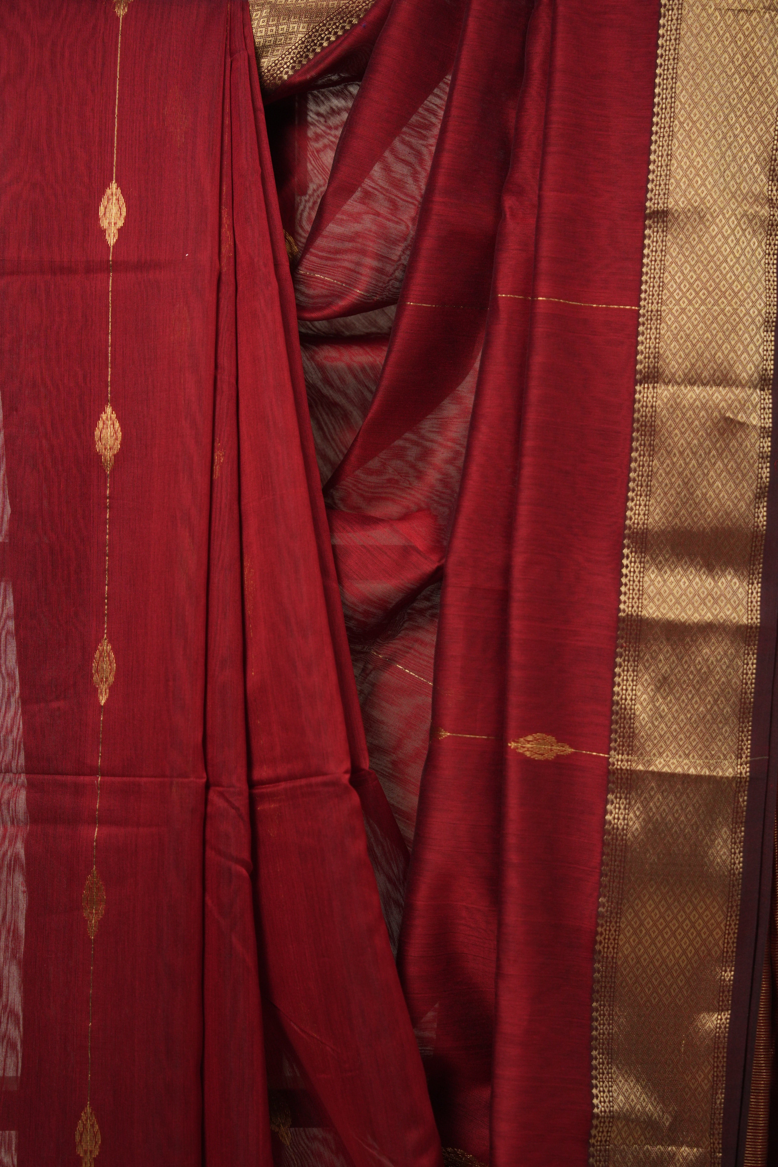 Maroon Maheshwari Saree - SRMMS907