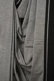 Grey Plain Cotton Patteda Anchu Saree - SRGPAS337