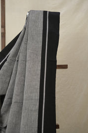 Grey Plain Cotton Patteda Anchu Saree - SRGPAS337