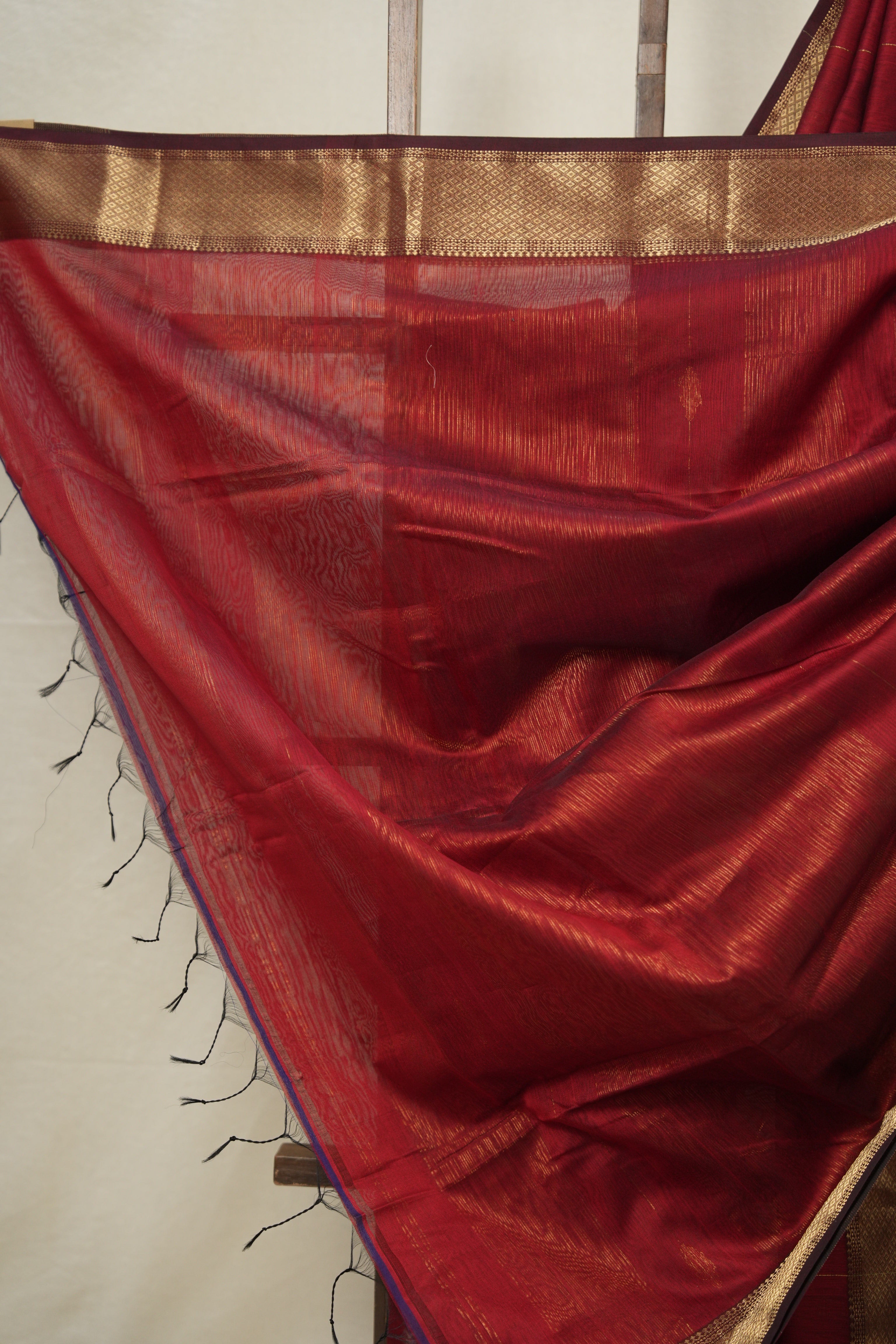 Maroon Maheshwari Saree - SRMMS907