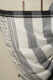 Grey Plain Cotton Patteda Anchu Saree - SRGPAS337