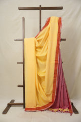 Yellow Bengal Cotton Saree With Lace - SRYBCSWL13