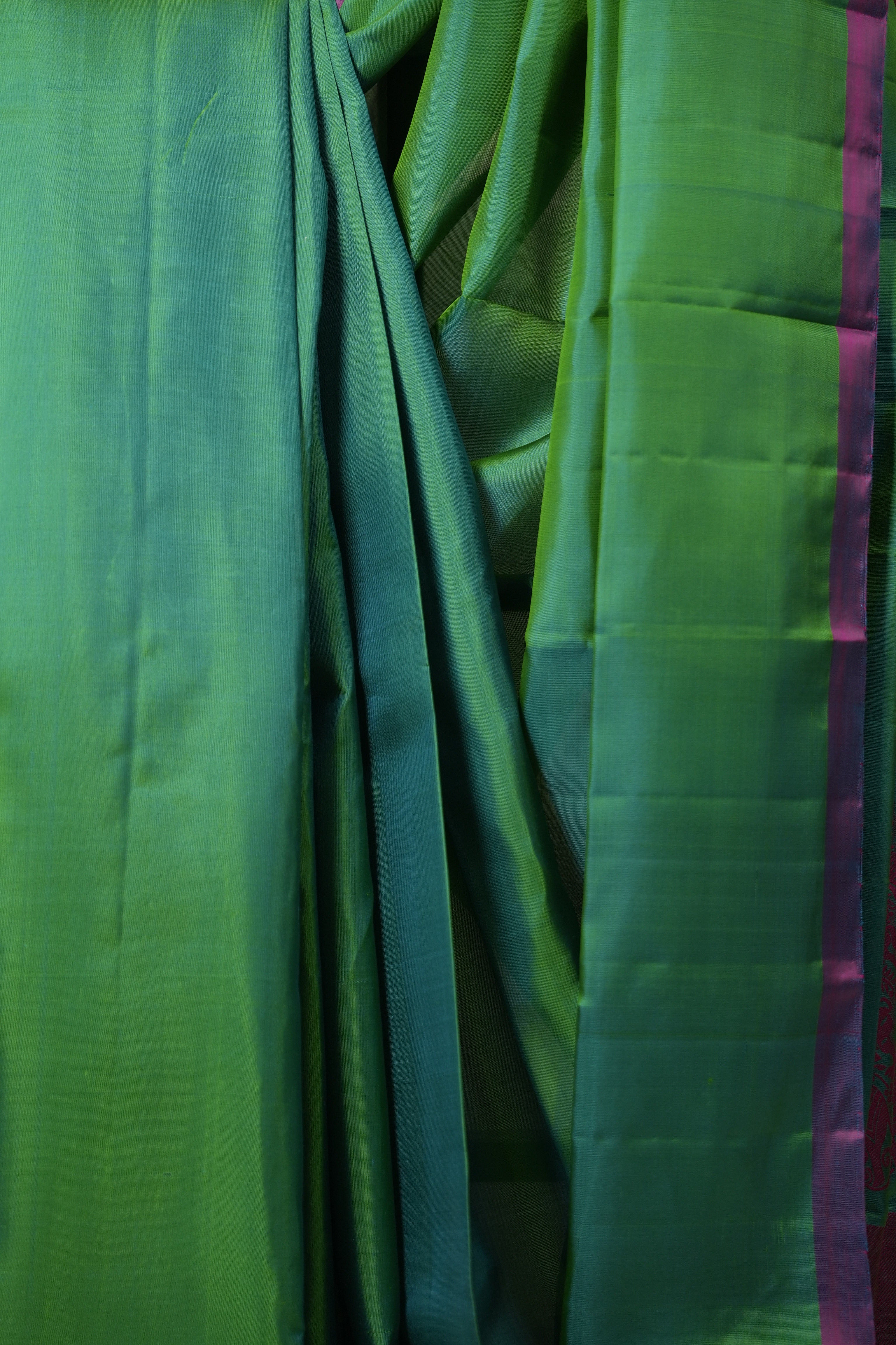 Dual Tone Teal Kanjivaram Silk Saree - SRDTTKSS973