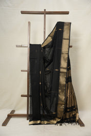 Black Maheshwari Saree - SRBMS910