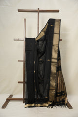 Black Maheshwari Saree - SRBMS910