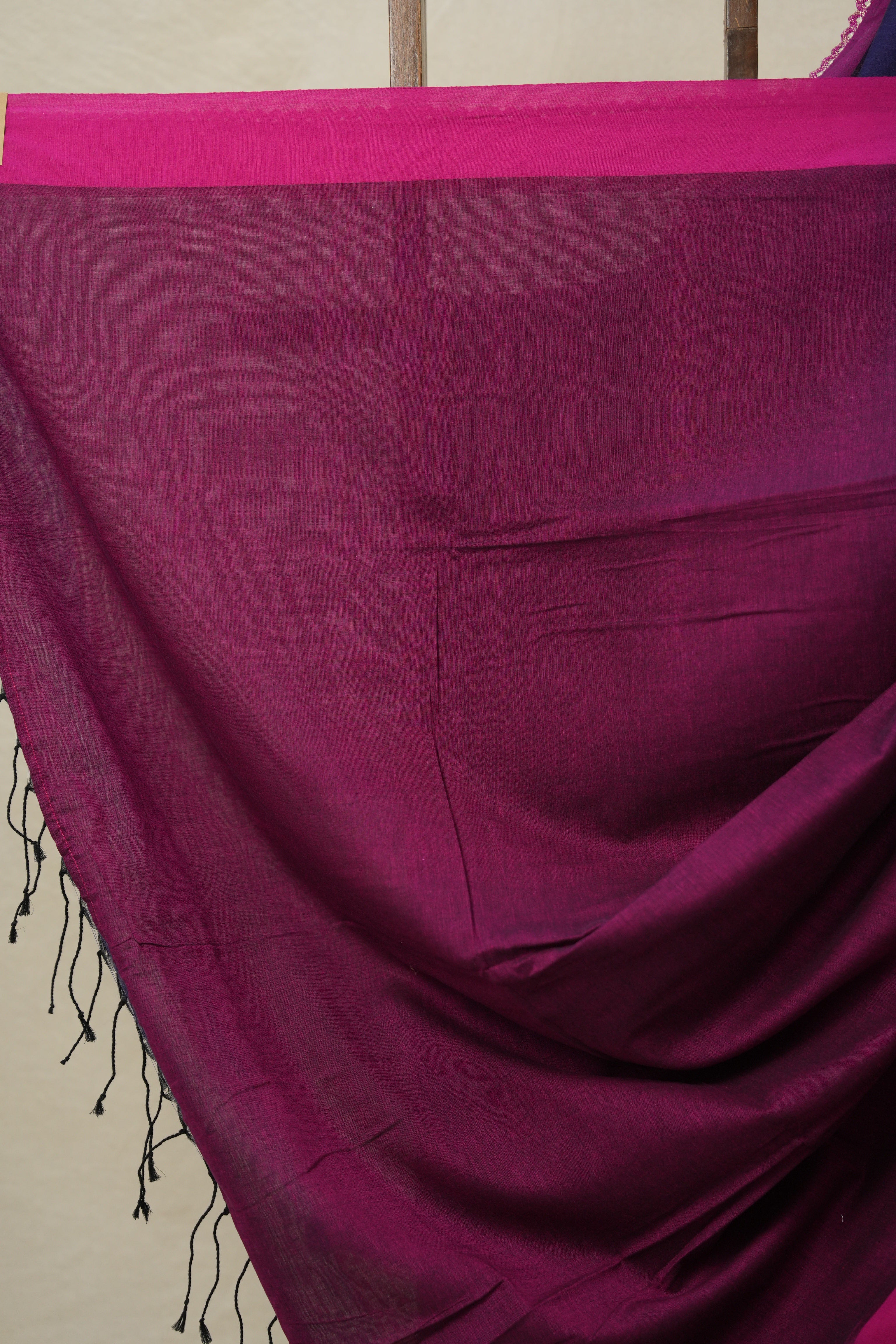 Royal Blue Bengal Cotton Saree With Lace - SRRBBCSWL14