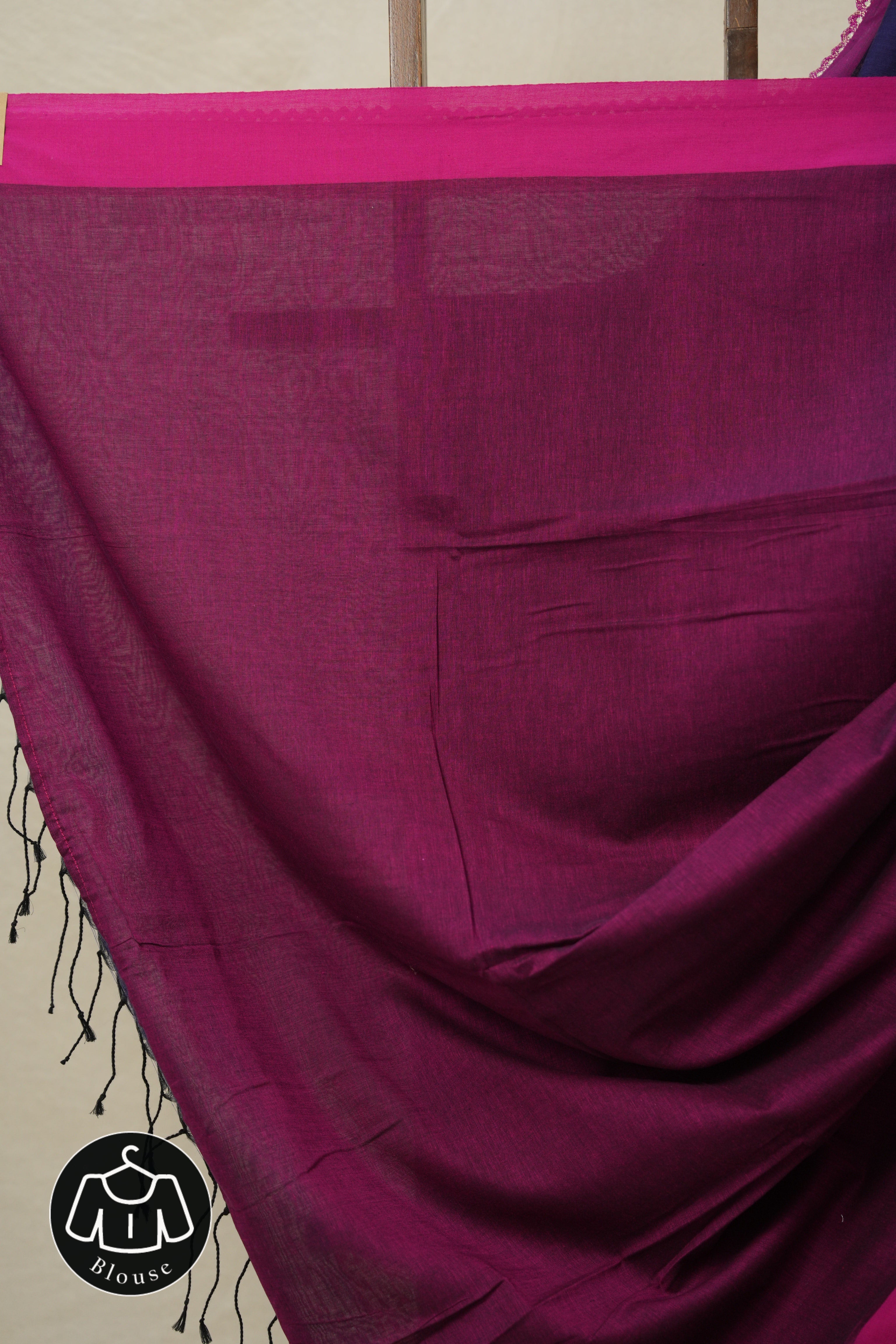 Royal Blue Bengal Cotton Saree With Lace - SRRBBCSWL14