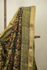 Black HBP Cotton Silk Saree With Maheshwari Border - SRBCSS1812