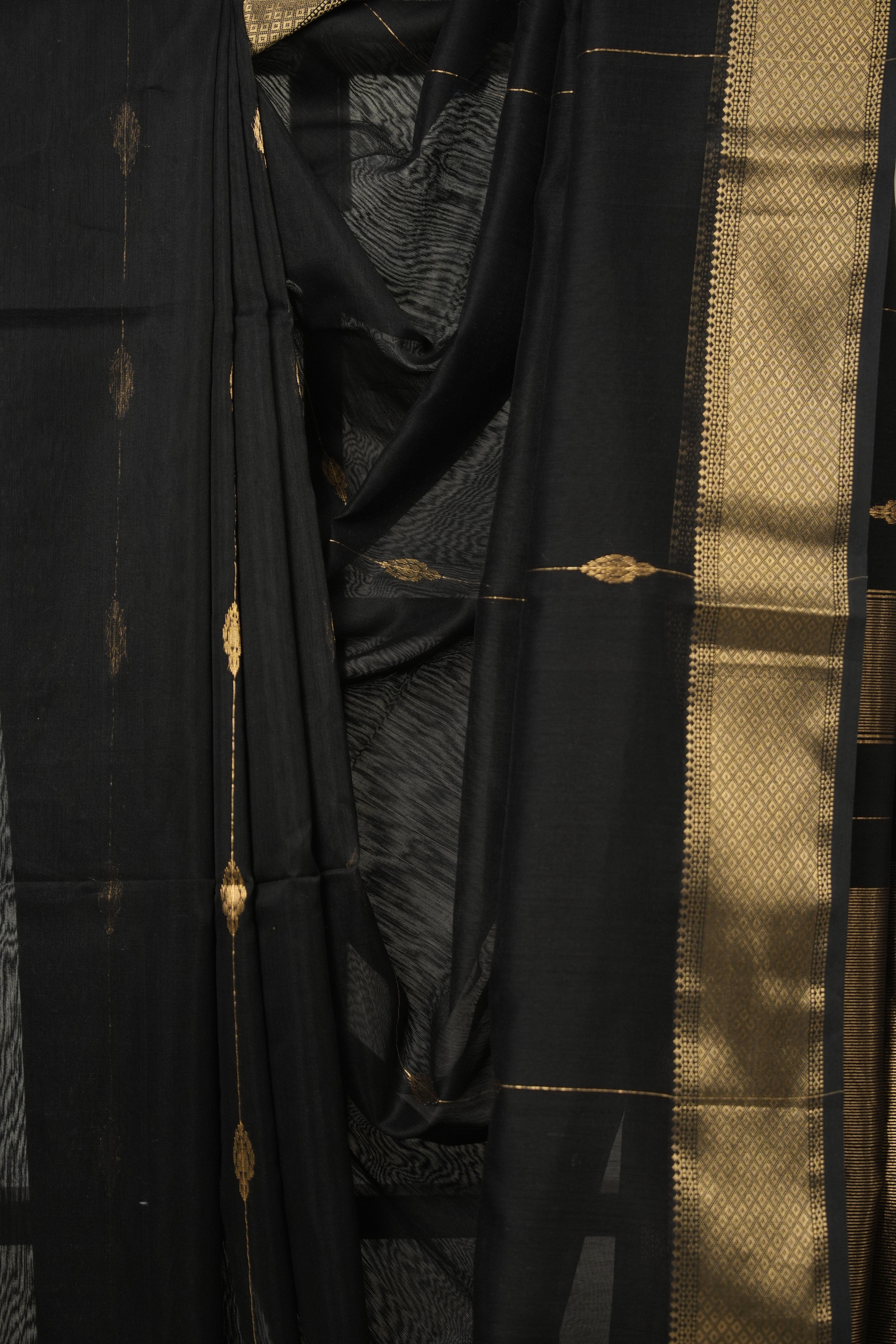Black Maheshwari Saree - SRBMS910