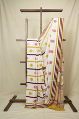 White HBP Cotton Saree - SRWCS3453