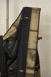 Black Maheshwari Saree - SRBMS910