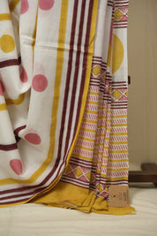White HBP Cotton Saree - SRWCS3453