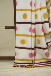 White HBP Cotton Saree - SRWCS3453