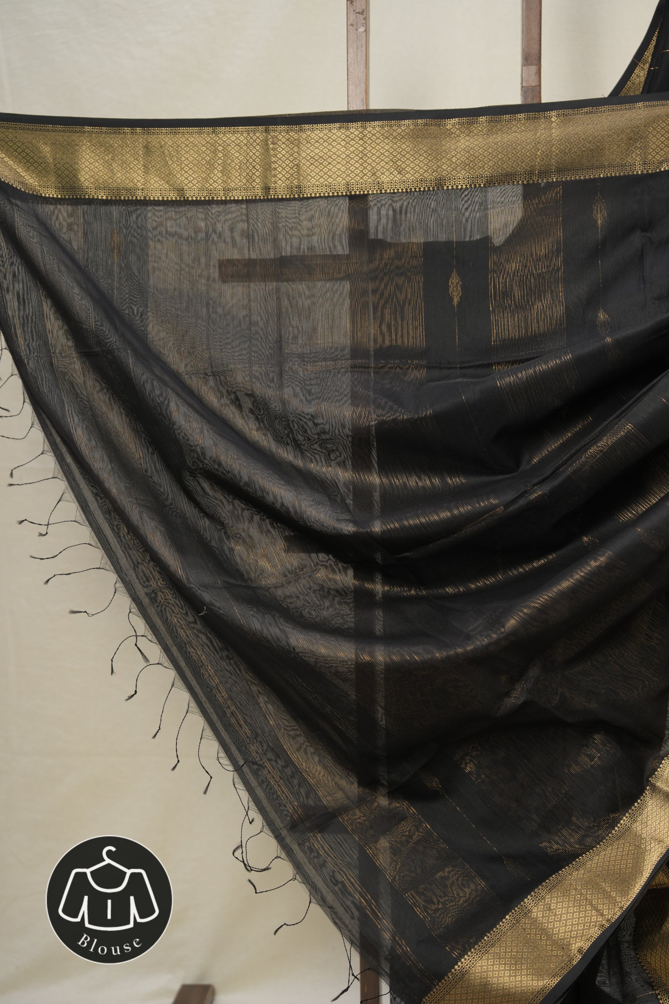 Black Maheshwari Saree - SRBMS910