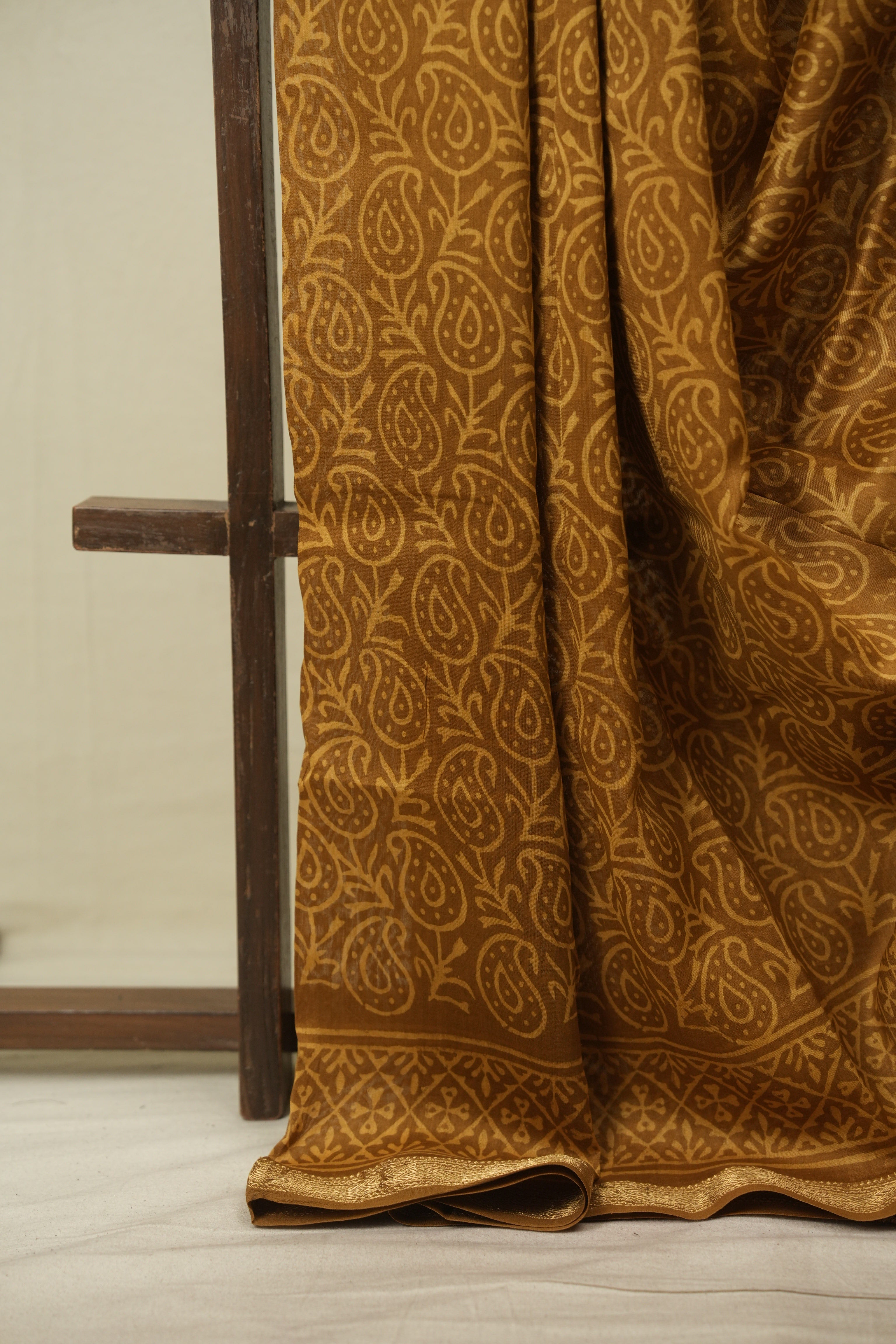 Mustard HBP Cotton Silk Saree With Maheshwari Border - SRMCSS1811