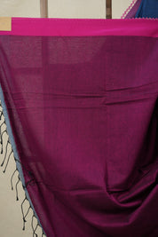 Nevy Blue Bengal Cotton Saree With Lace - SRTBBCSWL12