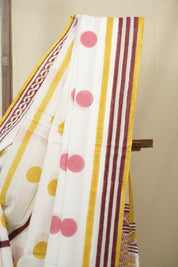 White HBP Cotton Saree - SRWCS3453