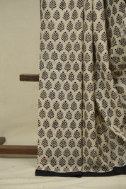 Off White HBP Cotton Saree - SROWCS3457
