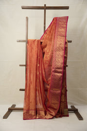 Brick Red Chanderi Tissue Silk Saree - SRBRCTS361
