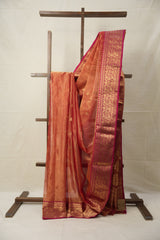 Brick Red Chanderi Tissue Silk Saree - SRBRCTS361