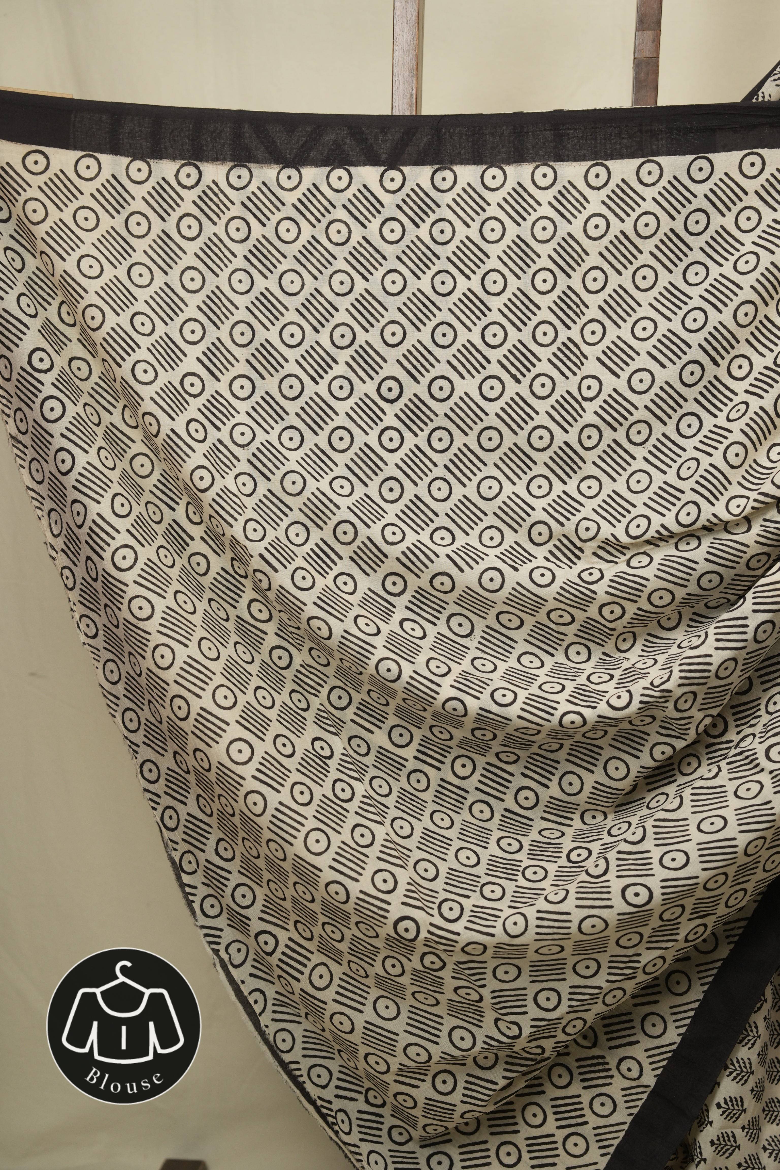 Off White HBP Cotton Saree - SROWCS3457