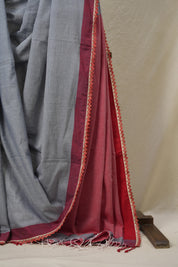 Lavender Bengal Cotton Saree With Lace - SRLBCSWL04