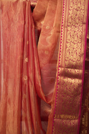 Brick Red Chanderi Tissue Silk Saree - SRBRCTS361