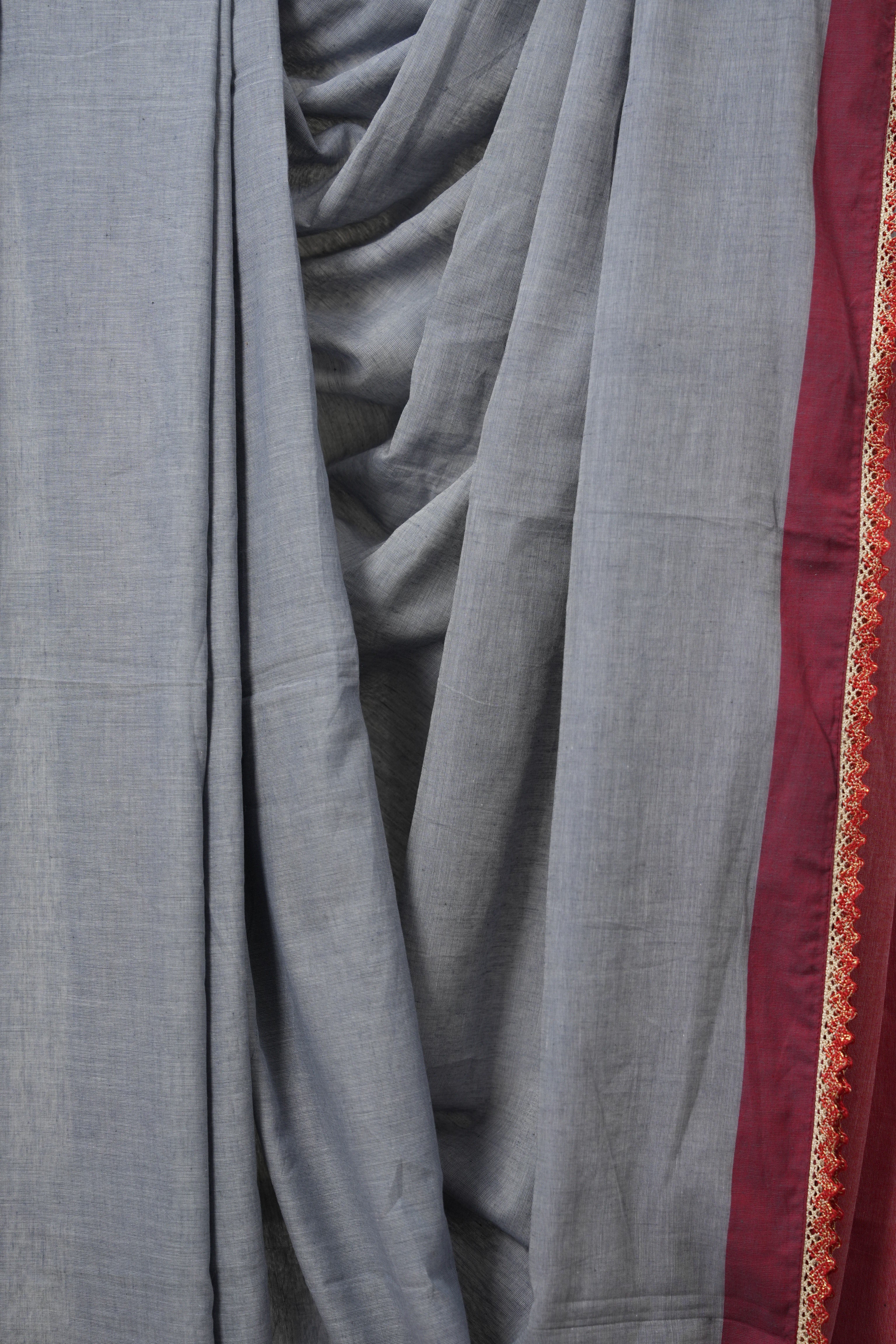 Lavender Bengal Cotton Saree With Lace - SRLBCSWL04