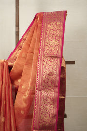 Brick Red Chanderi Tissue Silk Saree - SRBRCTS361