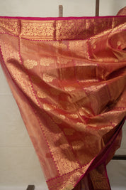 Brick Red Chanderi Tissue Silk Saree - SRBRCTS361
