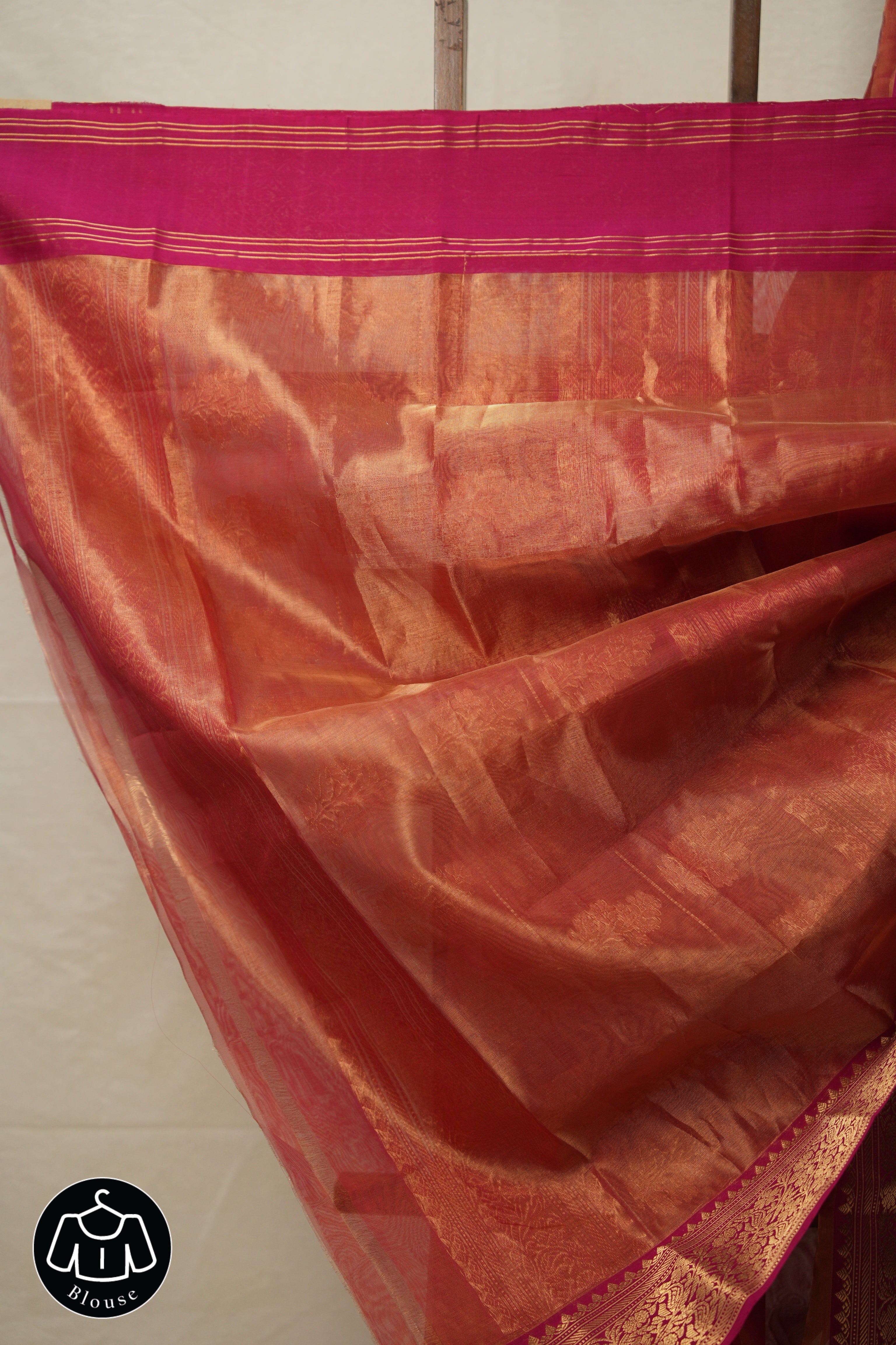 Brick Red Chanderi Tissue Silk Saree - SRBRCTS361