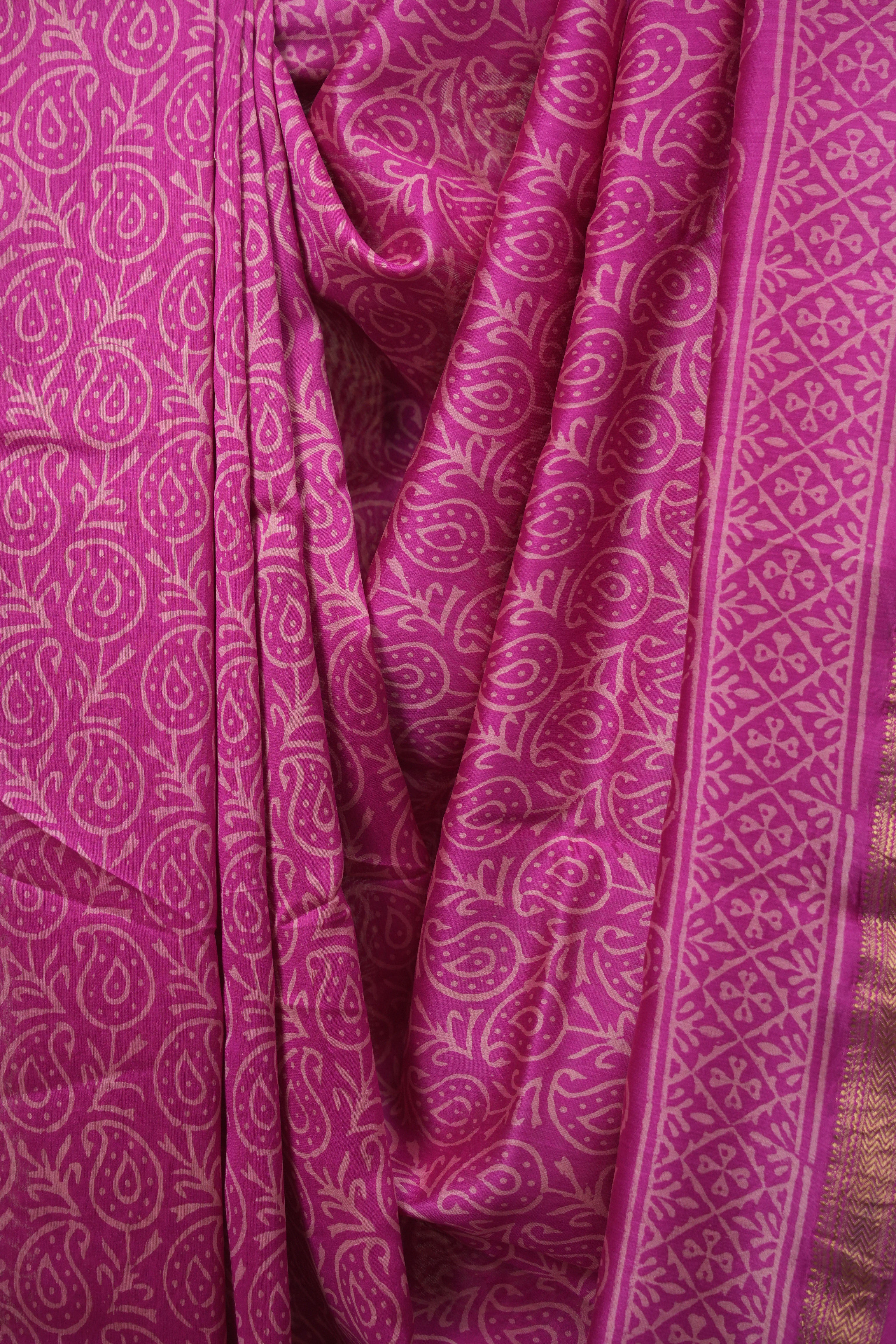 Pink HBP Cotton Silk Saree With Maheshwari Border - SRPCSS1813