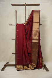 Maroon Maheshwari Saree - SRMMS913