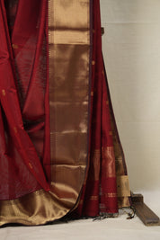 Maroon Maheshwari Saree - SRMMS913