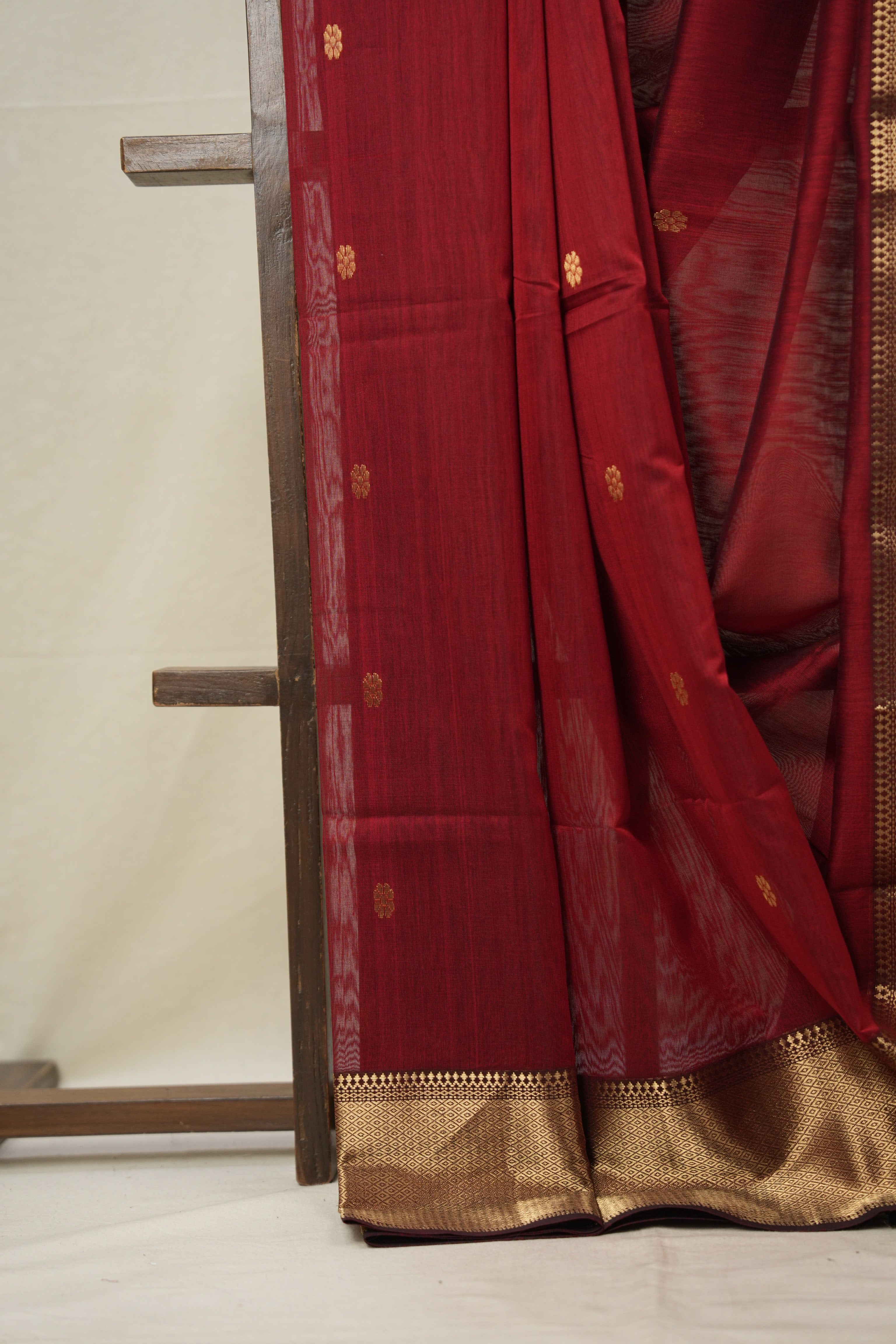 Maroon Maheshwari Saree - SRMMS913