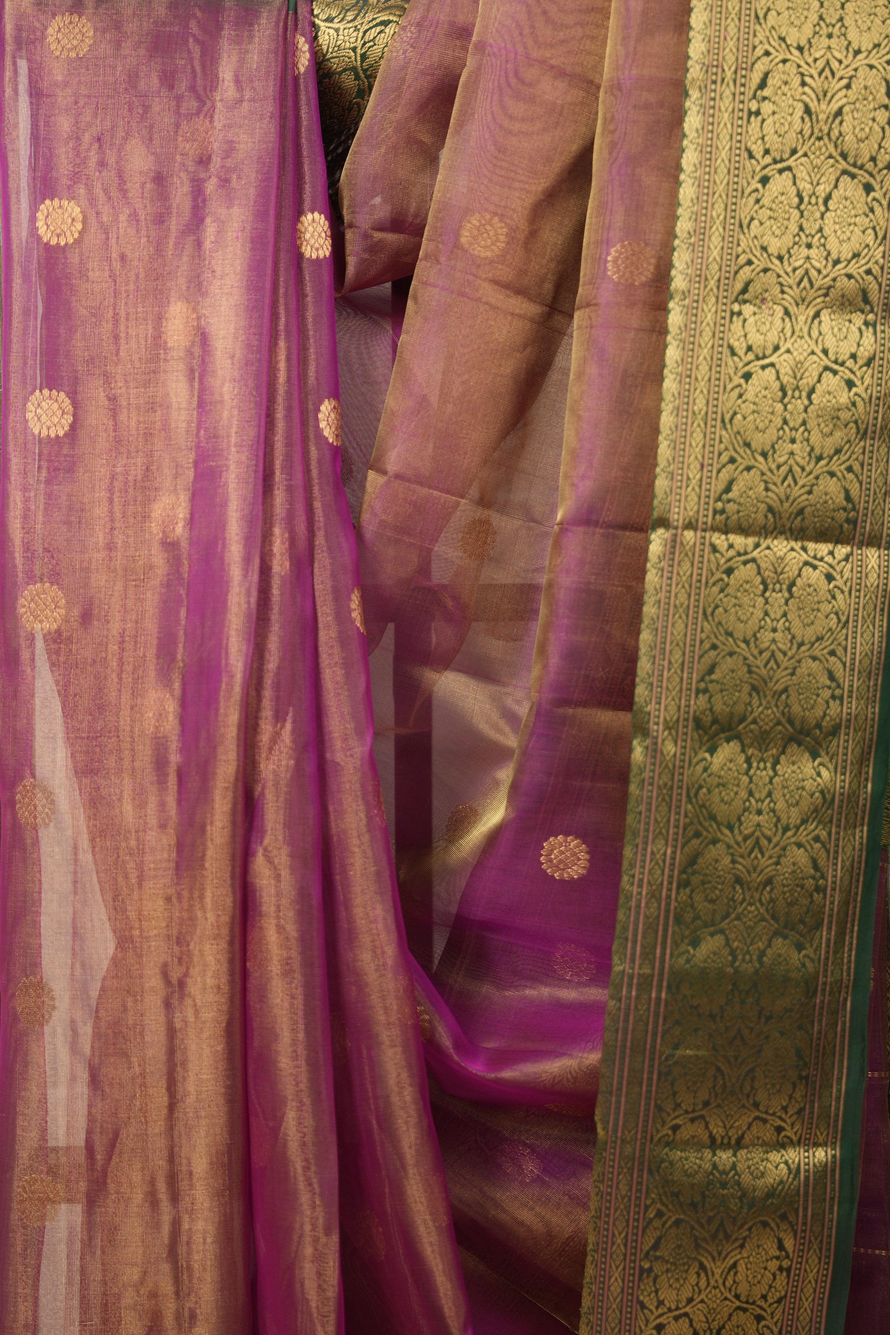 Two Tone Pink Chanderi Tissue Silk Saree - SRTTPCTS357