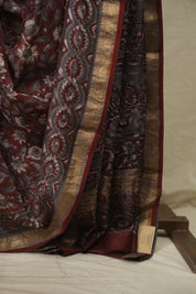 Maroon HBP Cotton Silk Saree With Maheshwari Border - SRMCSS1810