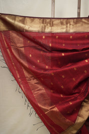 Maroon Maheshwari Saree - SRMMS913