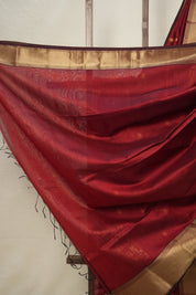 Maroon Maheshwari Saree - SRMMS913