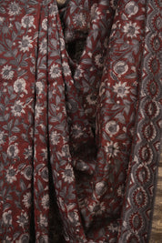 Maroon HBP Cotton Silk Saree With Maheshwari Border - SRMCSS1810