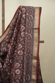 Maroon HBP Cotton Silk Saree With Maheshwari Border - SRMCSS1810
